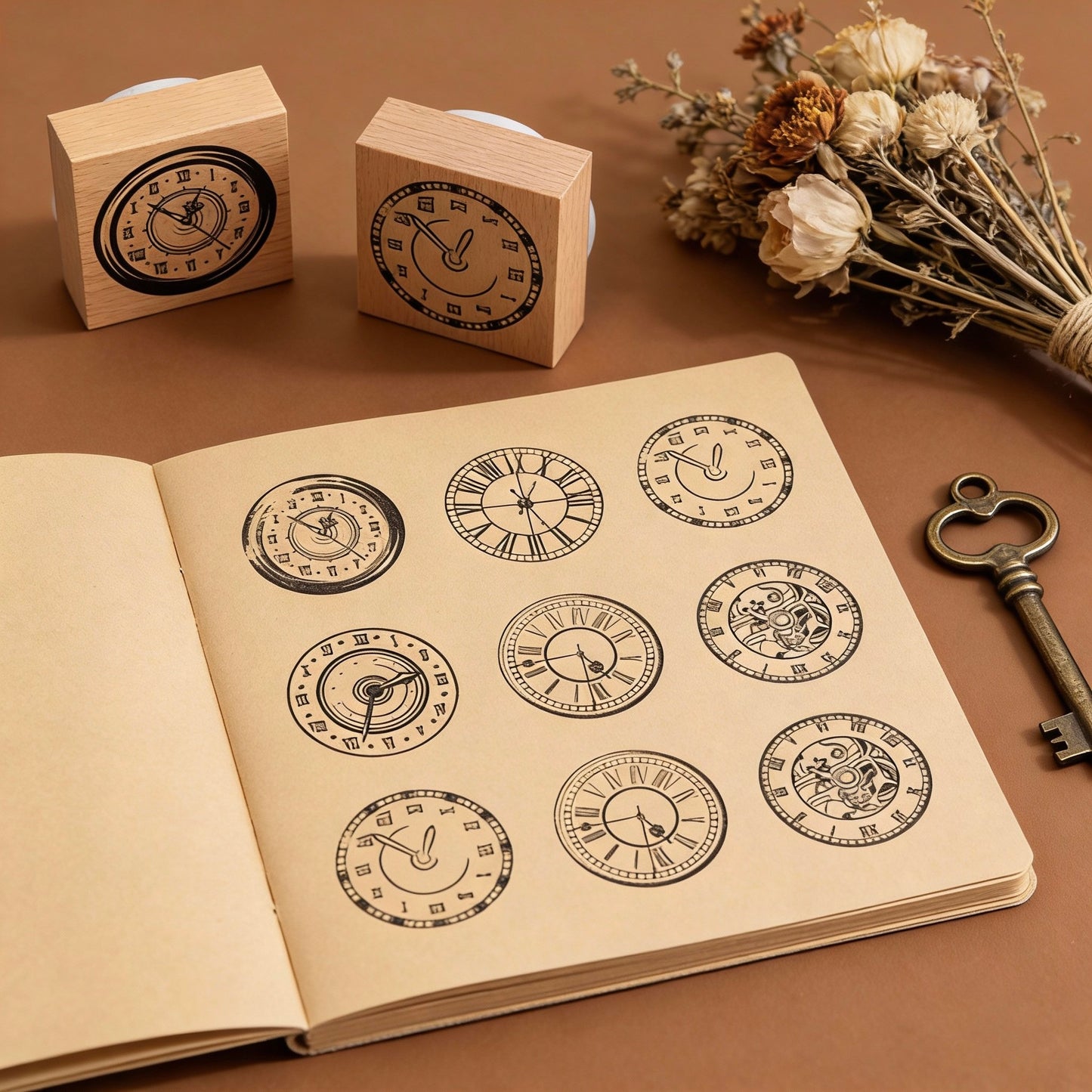 Beech Wood Stamp - Engraving Time Series Journal Stamp