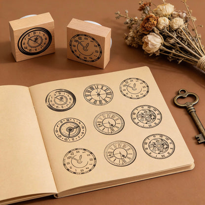 Beech Wood Stamp - Engraving Time Series Journal Stamp