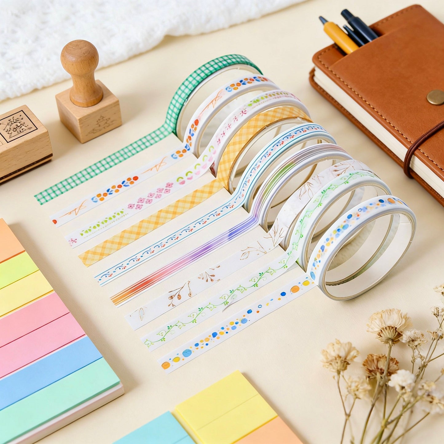 10-Pack Super Thin Washi Set | Washi Tape - Narrow and Petite Harmony Collection