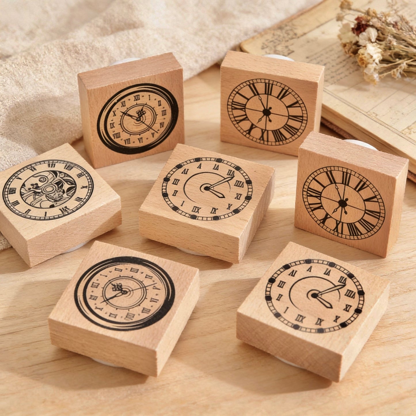 Beech Wood Stamp - Engraving Time Series Journal Stamp