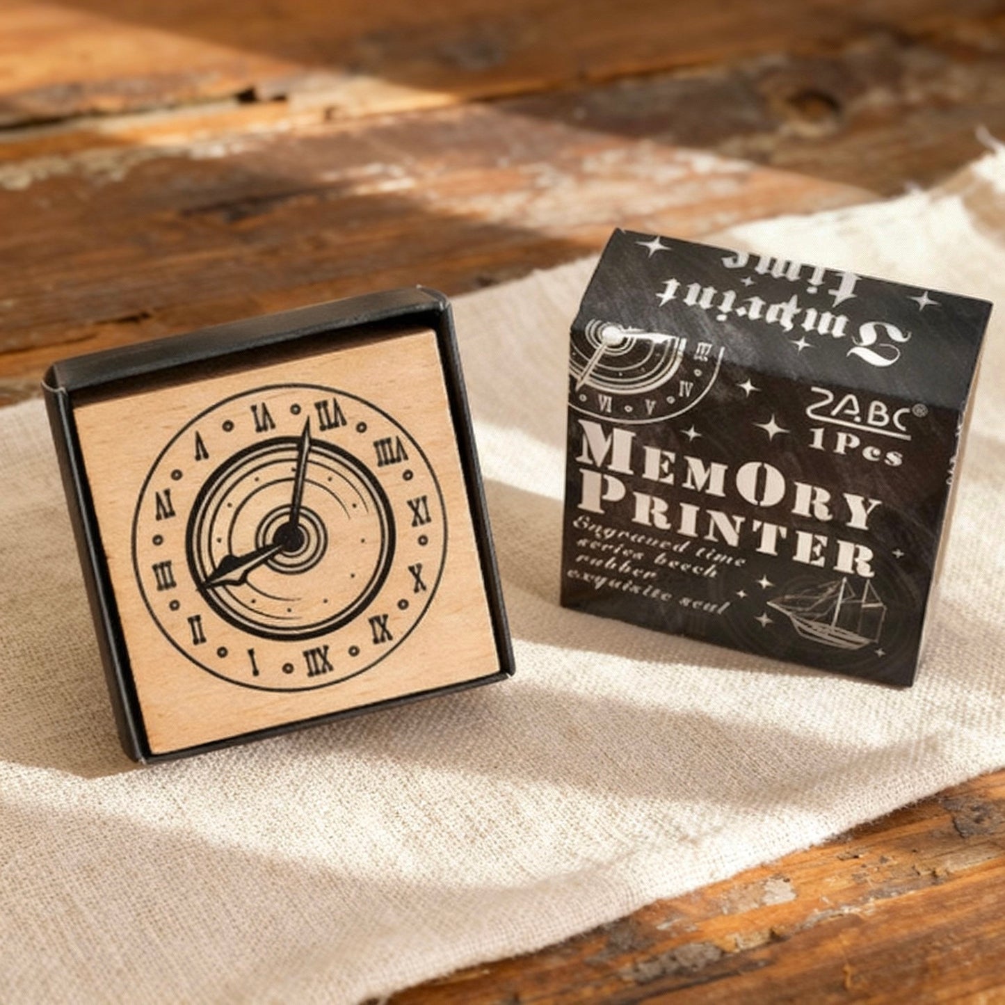 Beech Wood Stamp - Engraving Time Series Journal Stamp