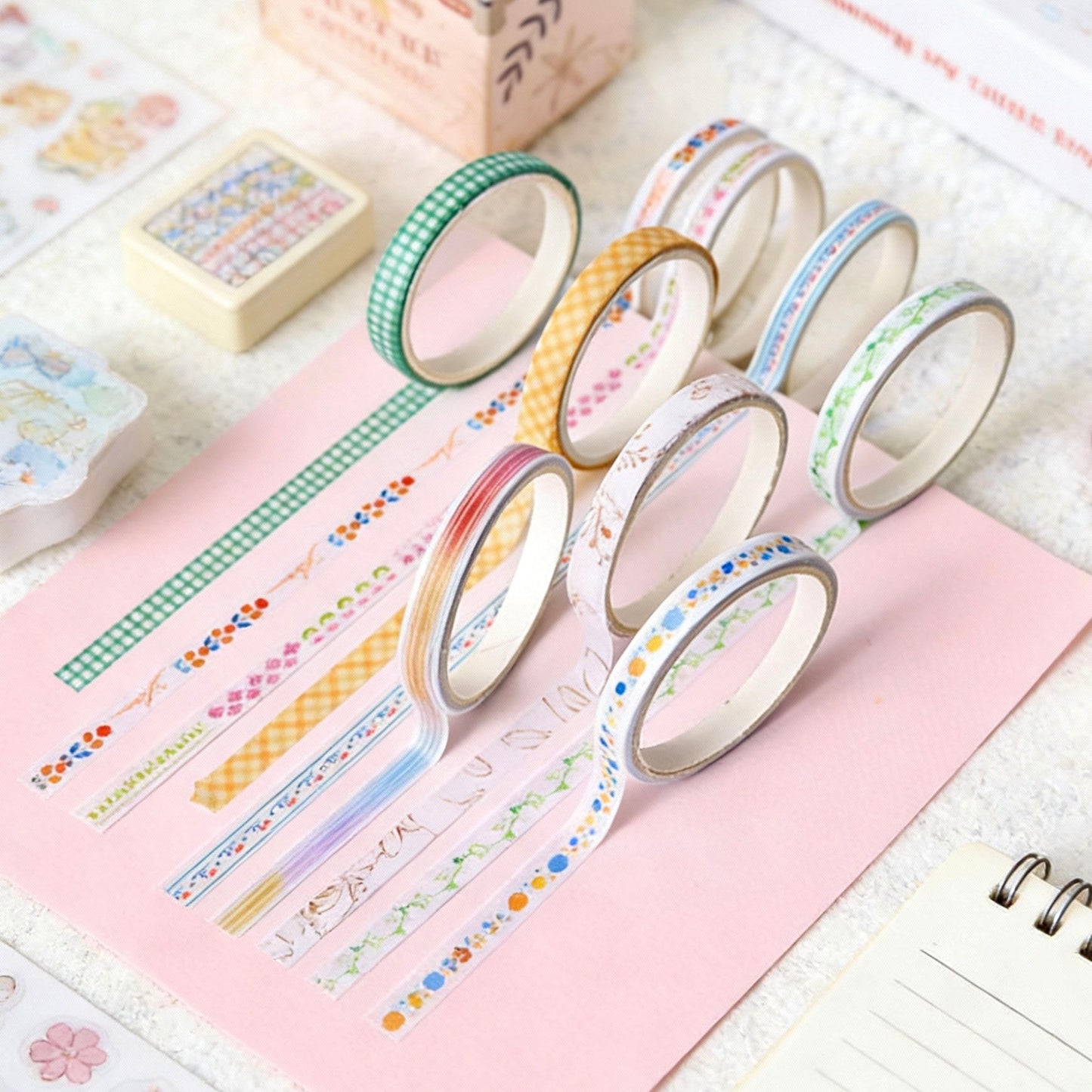 10-Pack Super Thin Washi Set | Washi Tape - Narrow and Petite Harmony Collection
