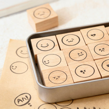Beech Wood Stamp - Fun Emotions Set Journal Stamp