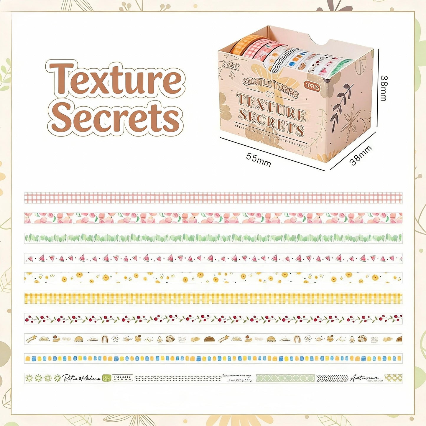 10-Pack Super Thin Washi Set | Washi Tape - Narrow and Petite Harmony Collection