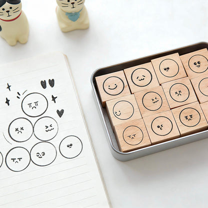 Beech Wood Stamp - Fun Emotions Set Journal Stamp