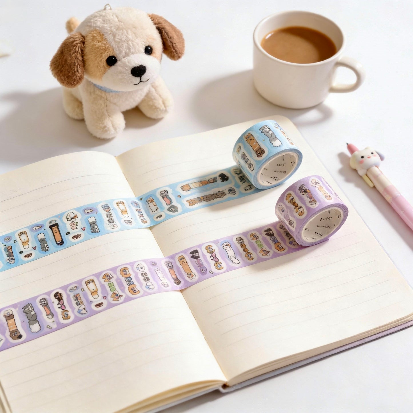 Pre-Die-Cut Wide Masking Tape - Puppy Days Collection