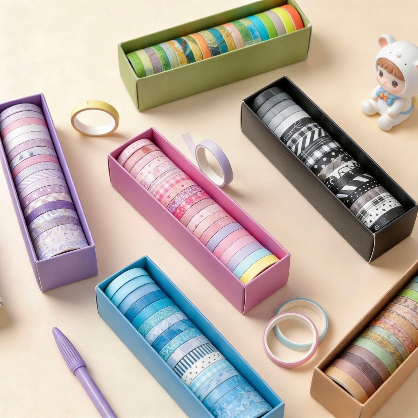 20-Pack Thin Washi Tape VALUE SET | Slim Palette Collection
