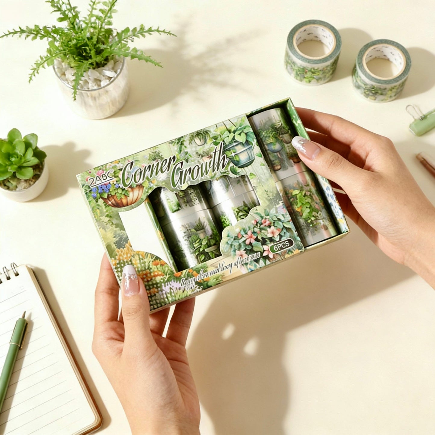 6-Pack Set | Clear Decorative Tape - The Hanging Greens Collection | Pre-Die-Cut