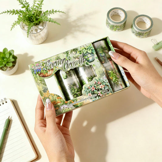 6-Pack Set | Clear Decorative Tape - The Hanging Greens Collection | Pre-Die-Cut