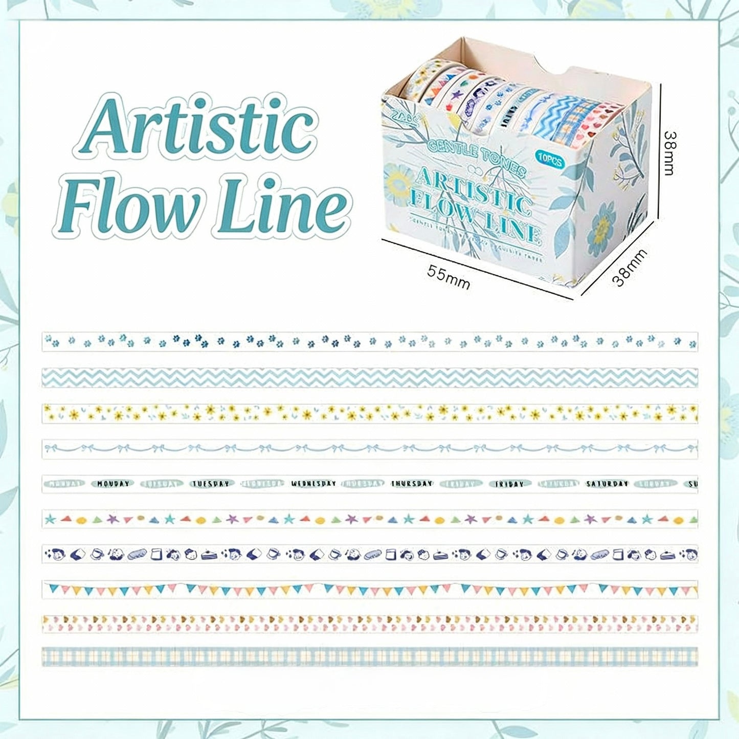 10-Pack Super Thin Washi Set | Washi Tape - Narrow and Petite Harmony Collection