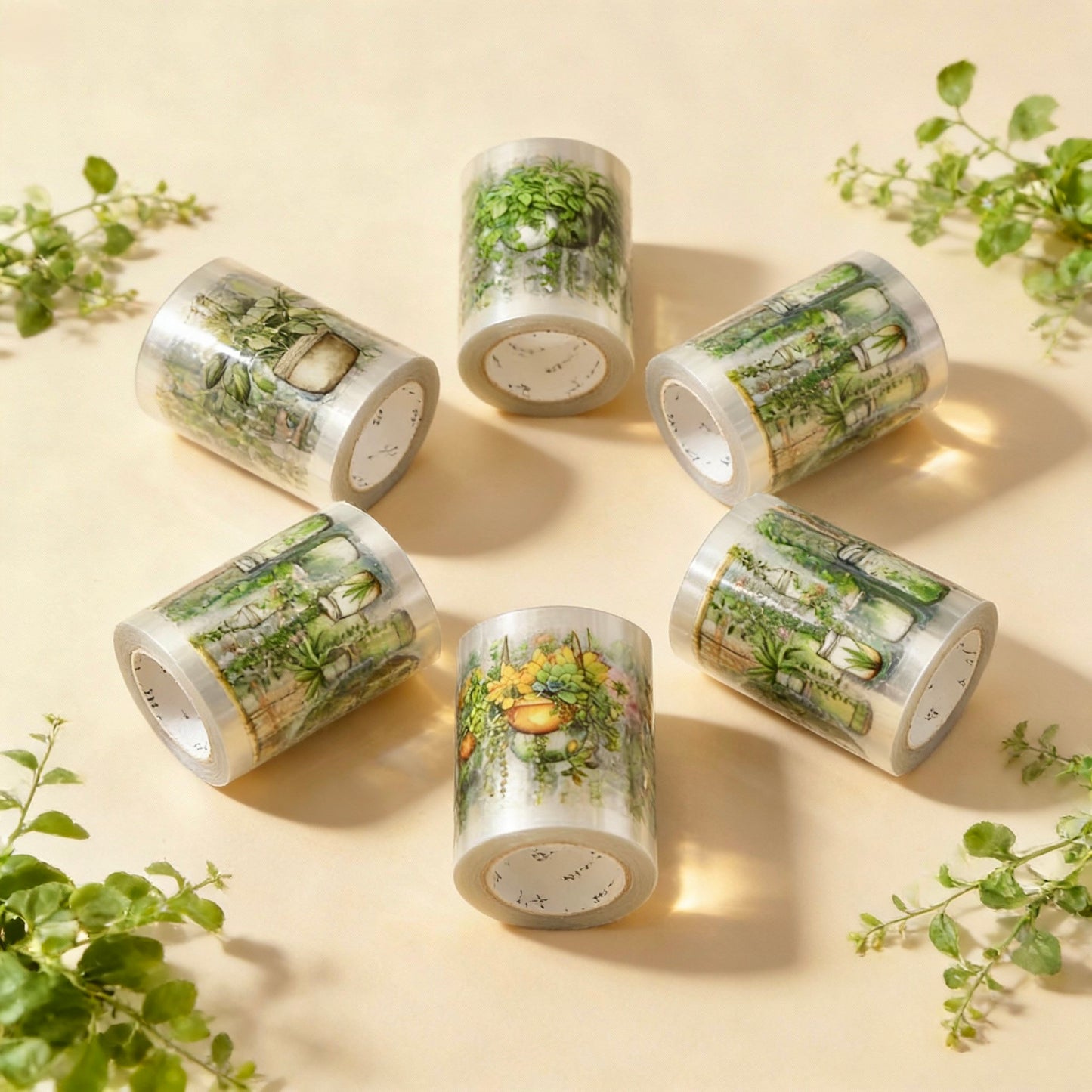 6-Pack Set | Clear Decorative Tape - The Hanging Greens Collection | Pre-Die-Cut