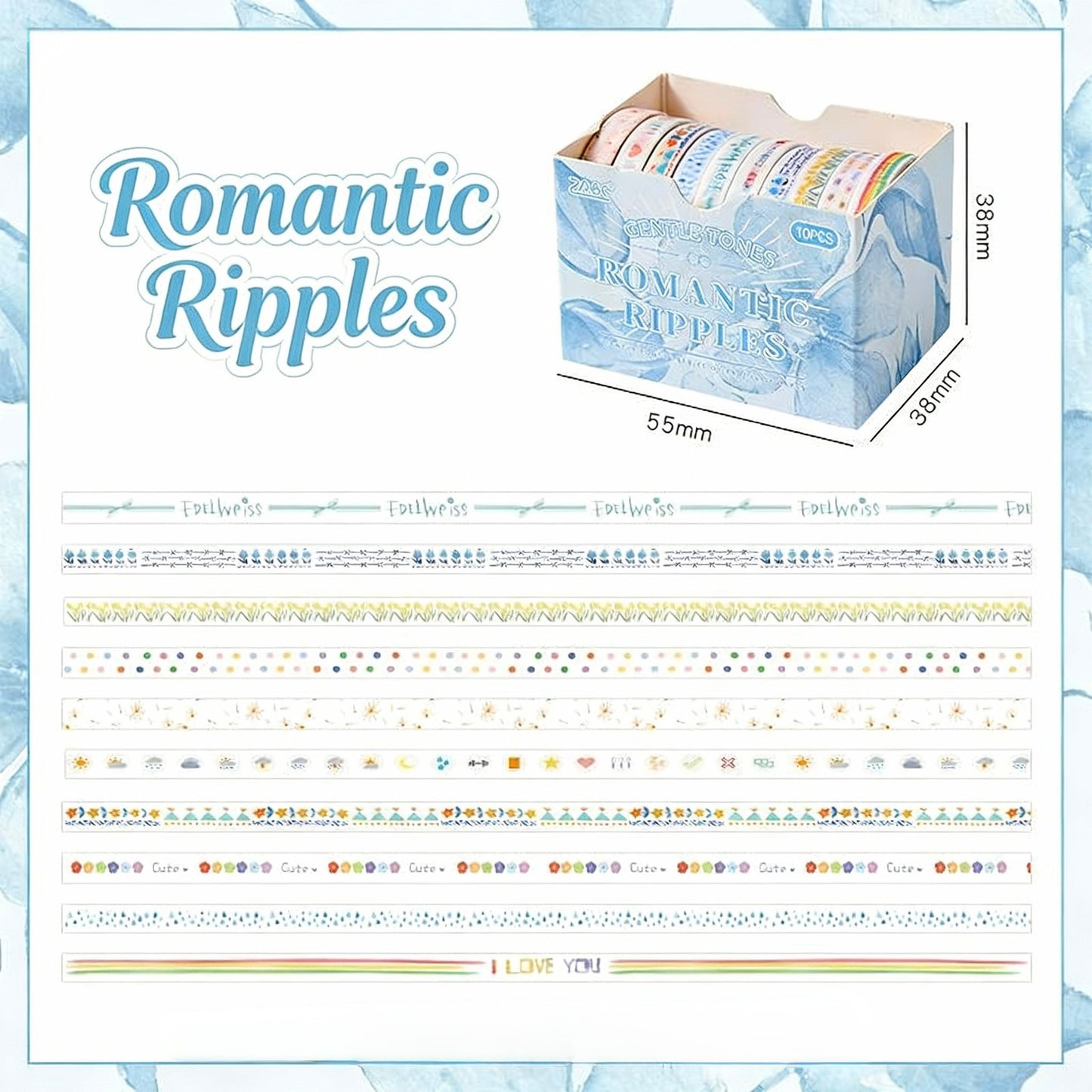 10-Pack Super Thin Washi Set | Washi Tape - Narrow and Petite Harmony Collection