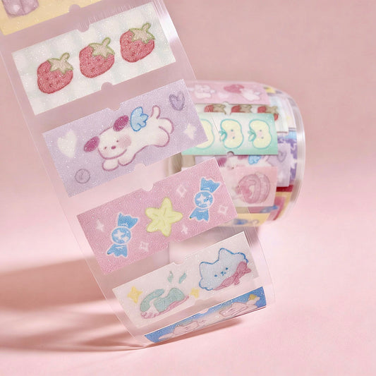 Glittering Pre-Die-Cut Masking Tape - Tag Diary Collection