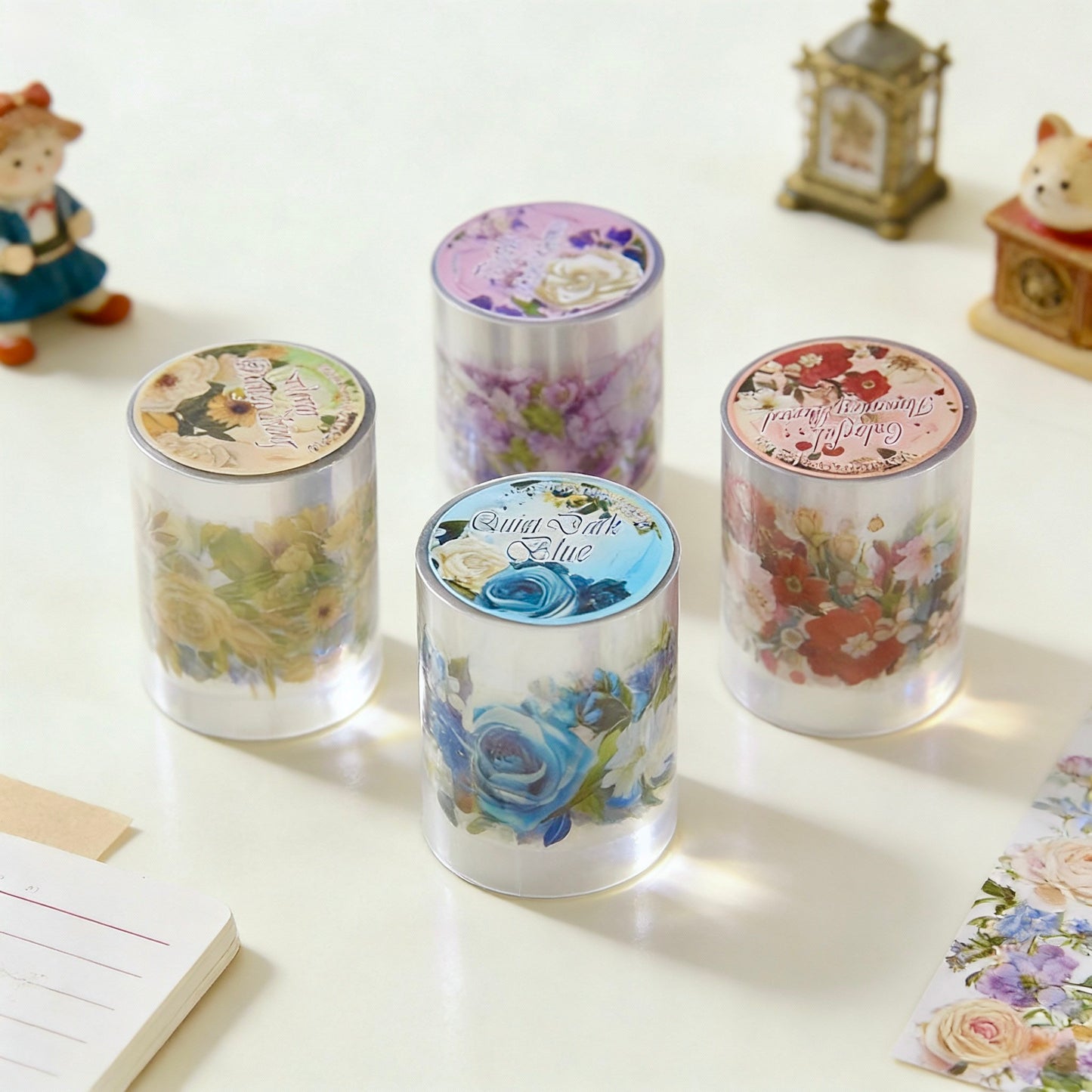 Pre-Die-Cut Clear Decorative Tape - Flower Fairyland Collection | Extra Wide