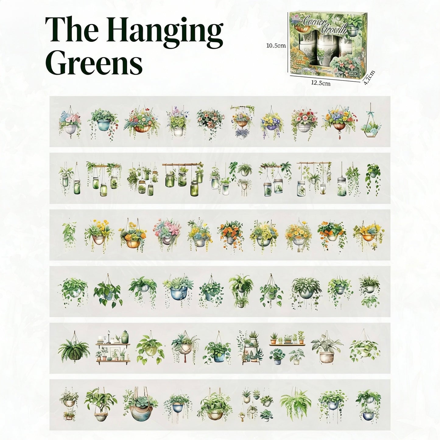 6-Pack Set | Clear Decorative Tape - The Hanging Greens Collection | Pre-Die-Cut