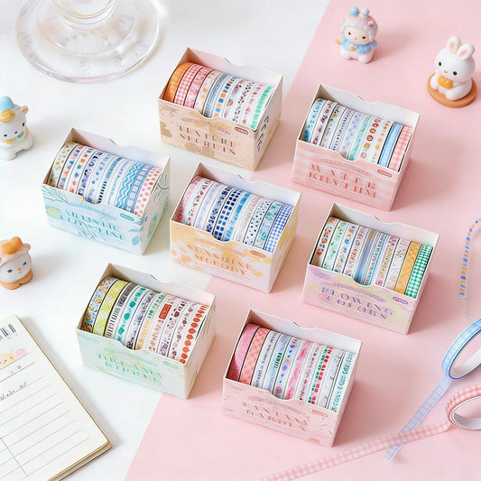 10-Pack Super Thin Washi Set | Washi Tape - Narrow and Petite Harmony Collection