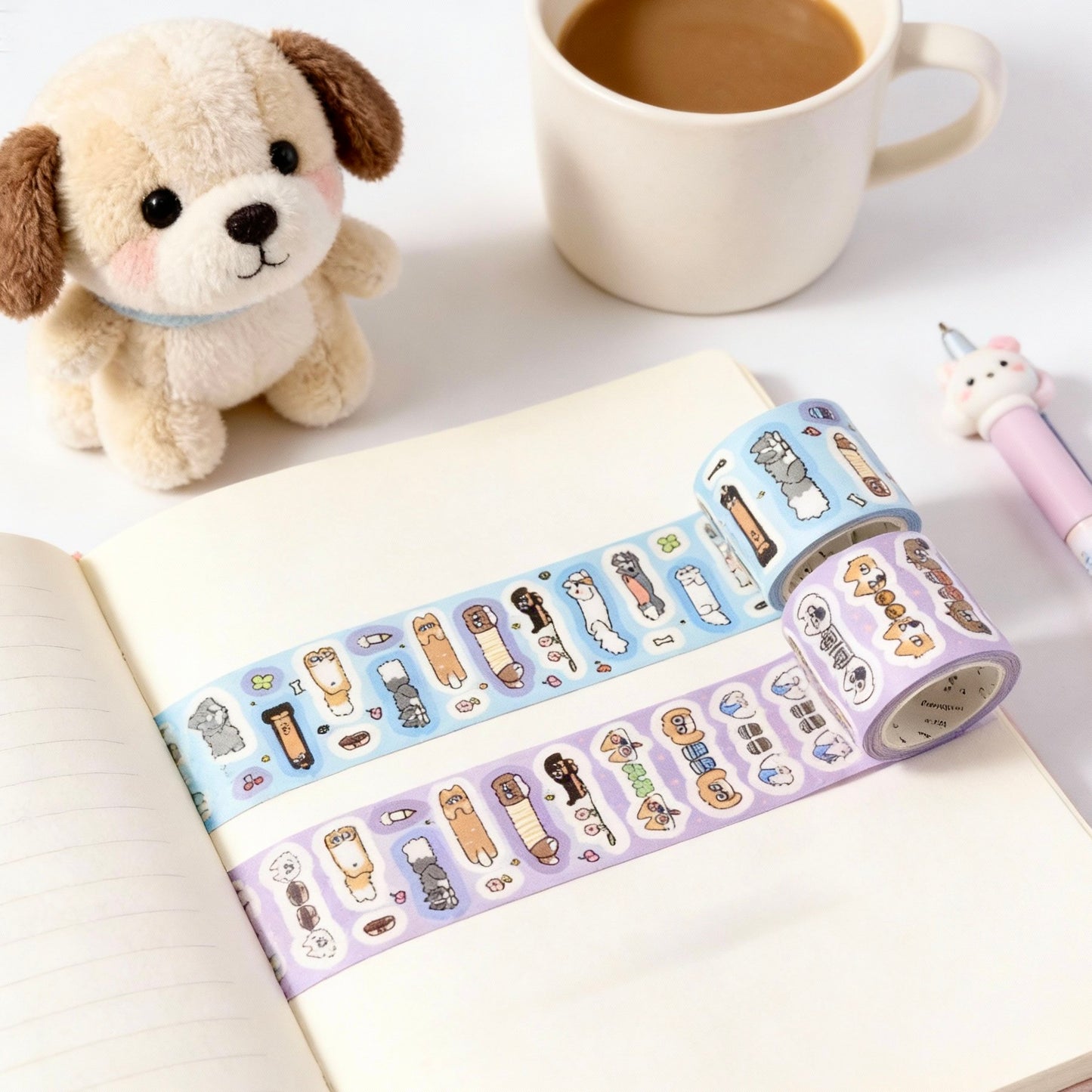 Pre-Die-Cut Wide Masking Tape - Puppy Days Collection