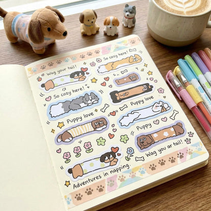 Pre-Die-Cut Wide Masking Tape - Puppy Days Collection
