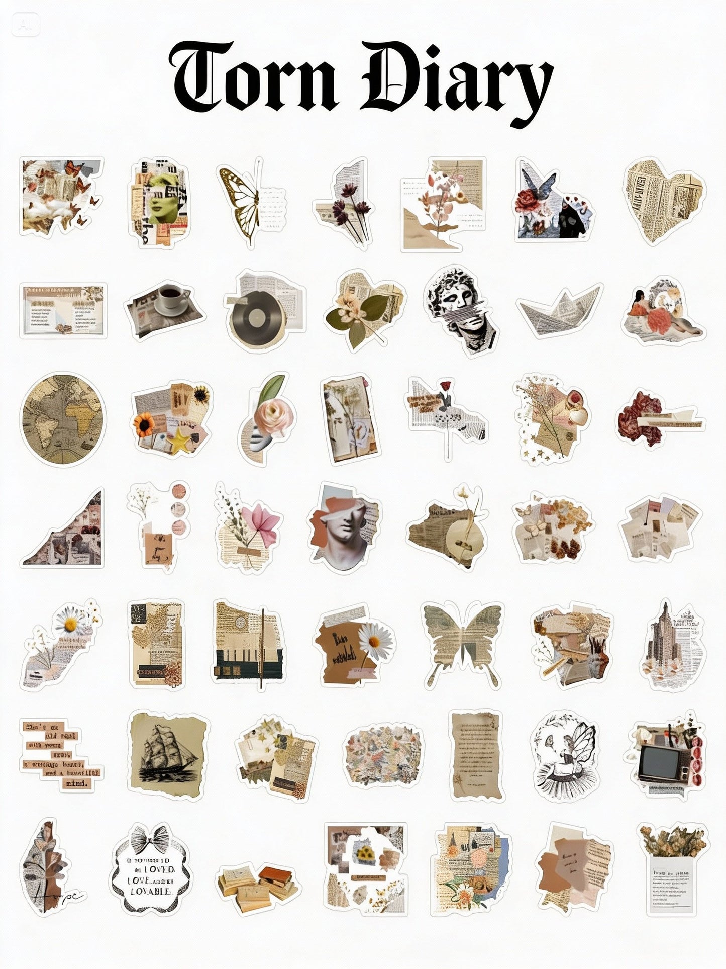53 Pcs Individual Stickers | The Wabi-Sabi Diary Series