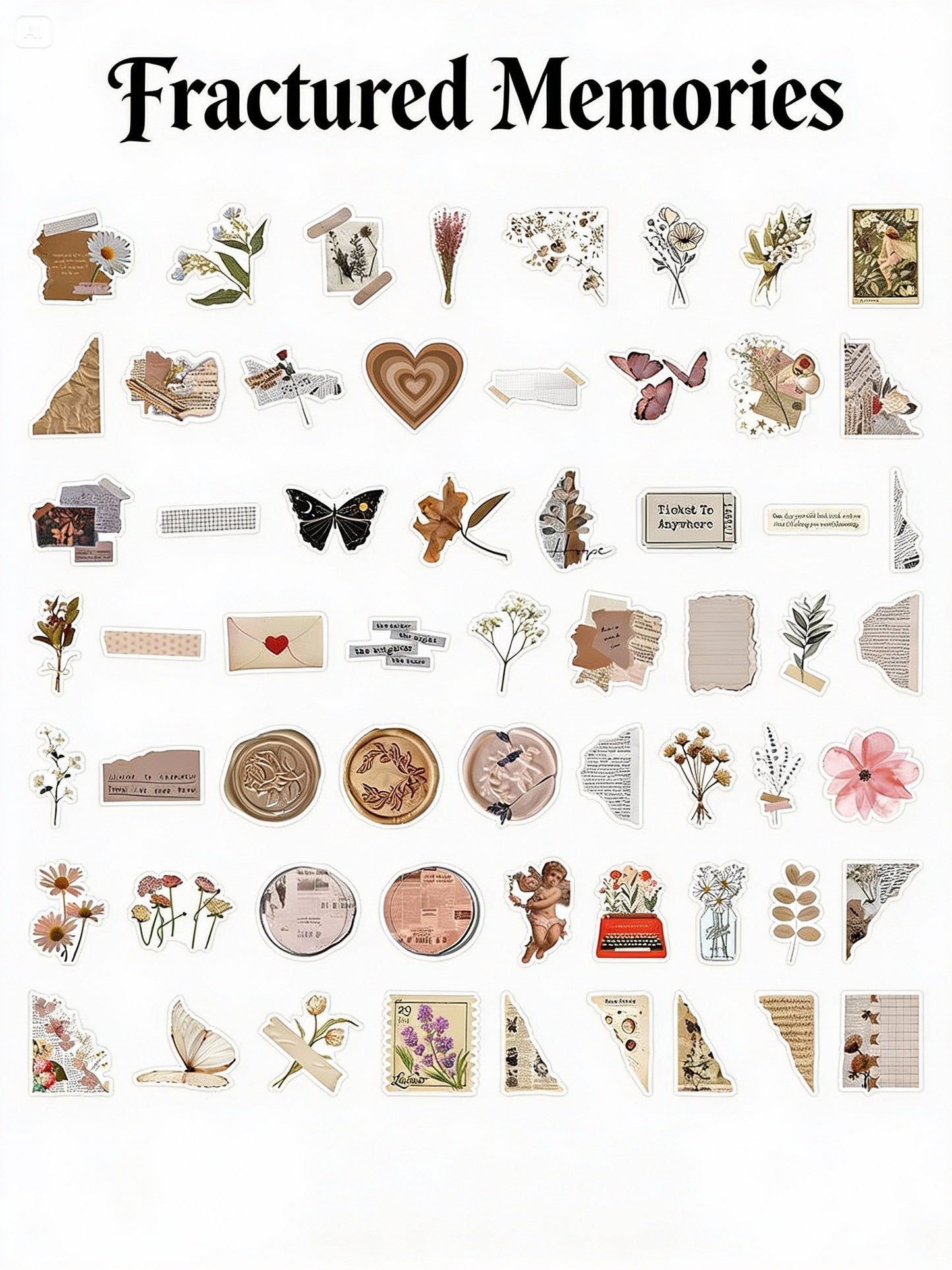 53 Pcs Individual Stickers | The Wabi-Sabi Diary Series
