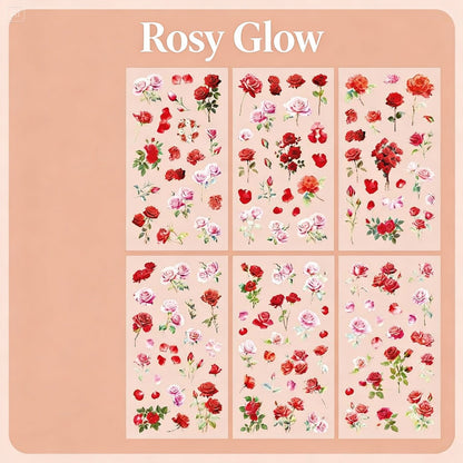 6 Sheets Sticker Set - Korean-style Botanical Floral