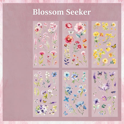6 Sheets Sticker Set - Korean-style Botanical Floral