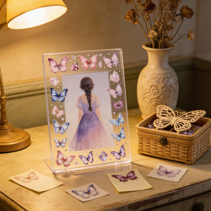 6 Sheets Sticker Set - Korean-style Crystal Shimmer Butterfly