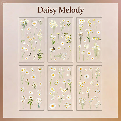 6 Sheets Sticker Set - Korean-style Botanical Floral
