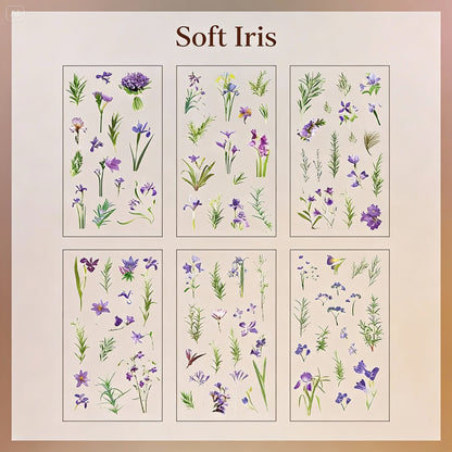 6 Sheets Sticker Set - Korean-style Botanical Floral