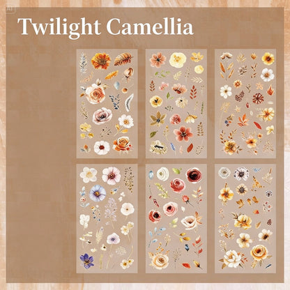 6 Sheets Sticker Set - Korean-style Botanical Floral