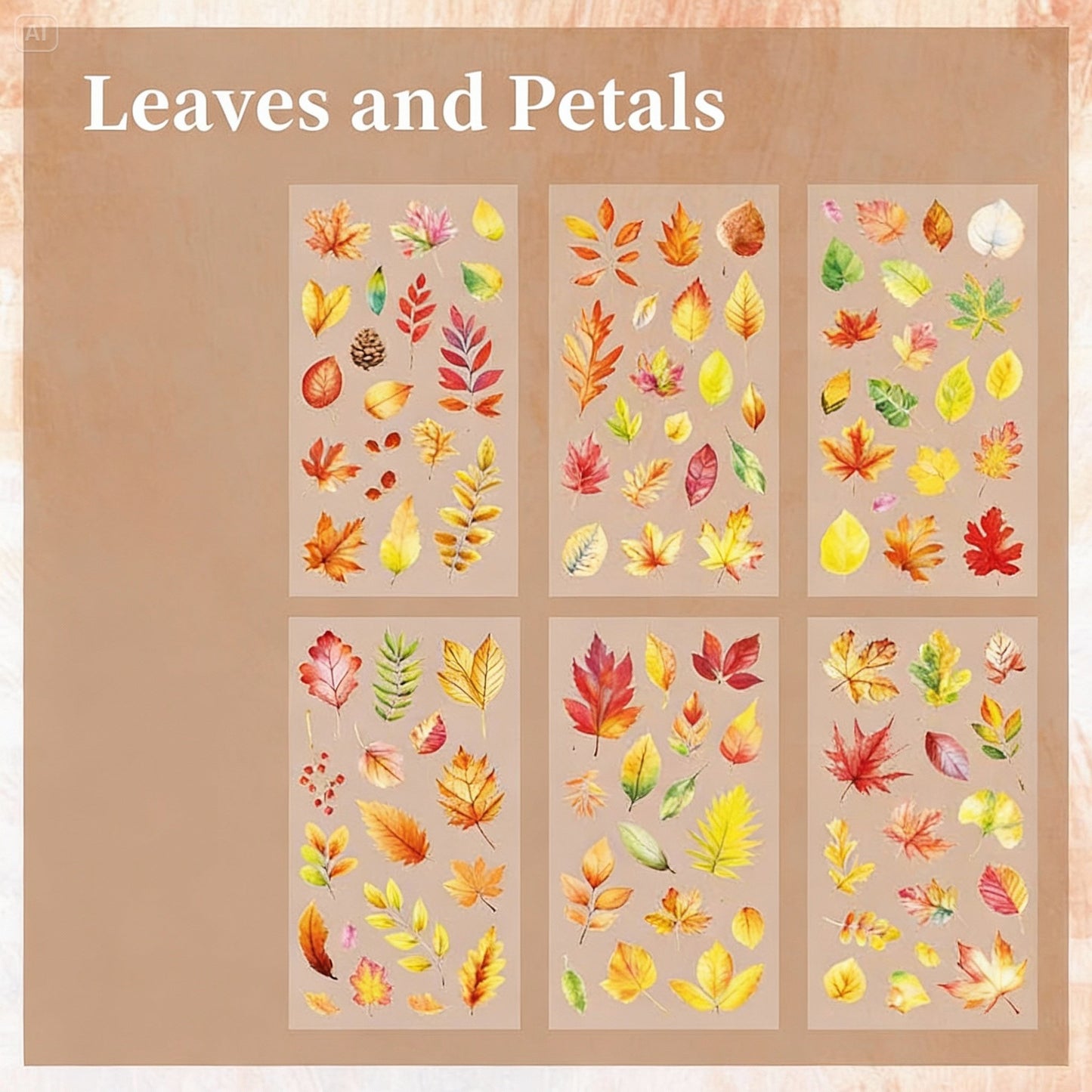 6 Sheets Sticker Set - Korean-style Botanical Floral