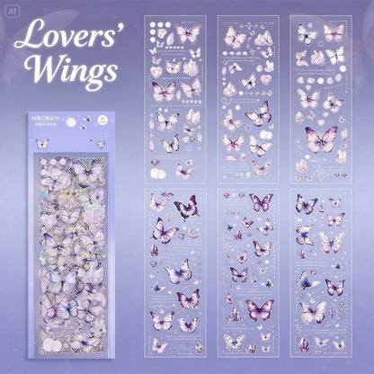 6 Sheets Sticker Set - Korean-style Crystal Shimmer Butterfly