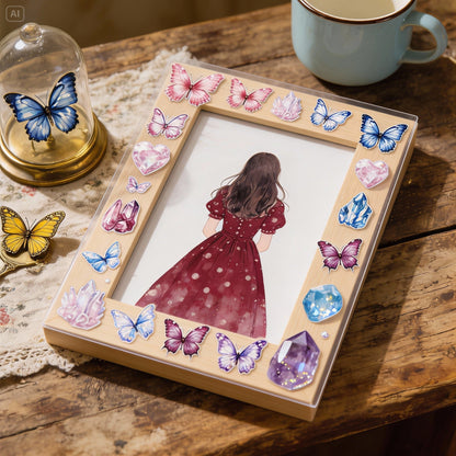 6 Sheets Sticker Set - Korean-style Crystal Shimmer Butterfly