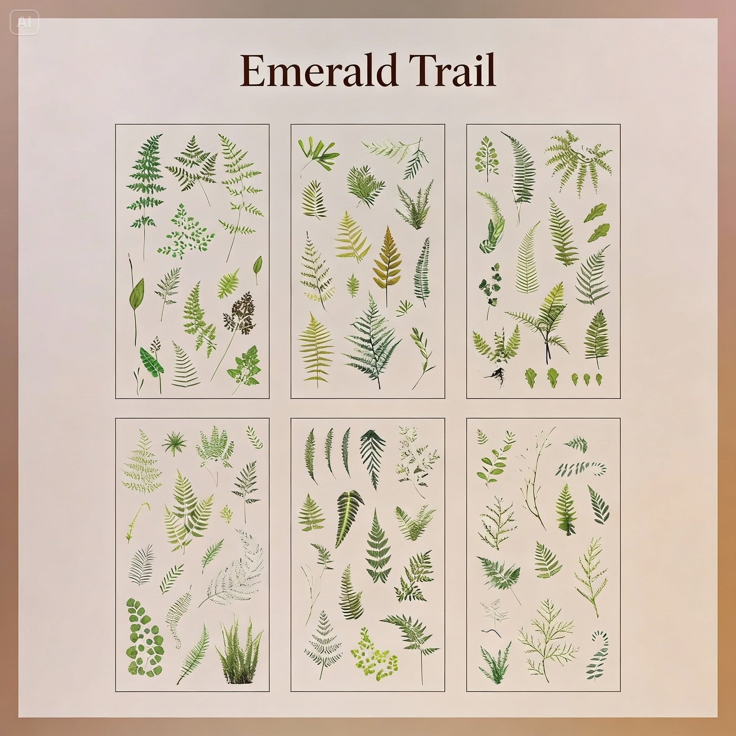 6 Sheets Sticker Set - Korean-style Botanical Floral