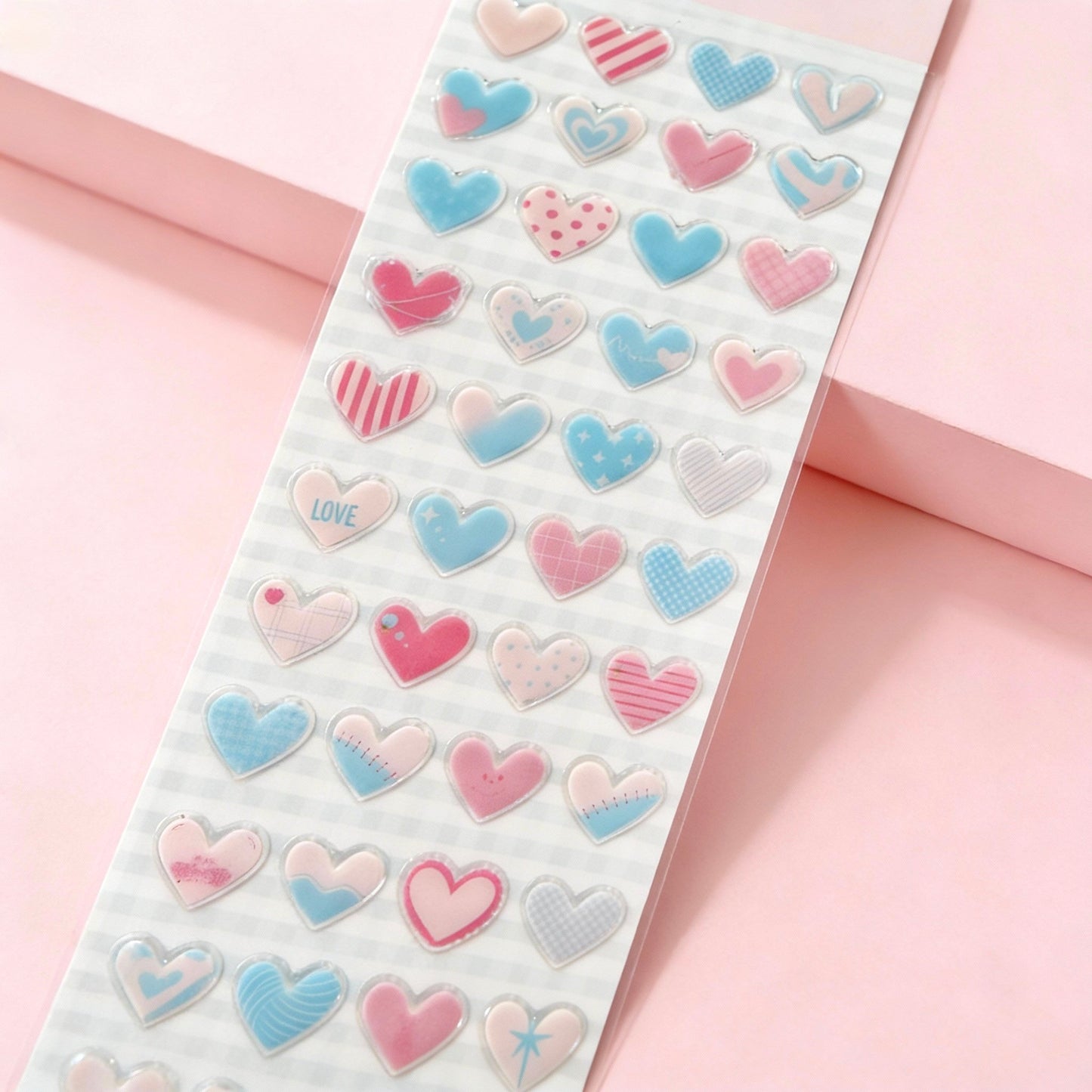 3D Glass-like Epoxy Stickers | Sweet Love Tender Hearts