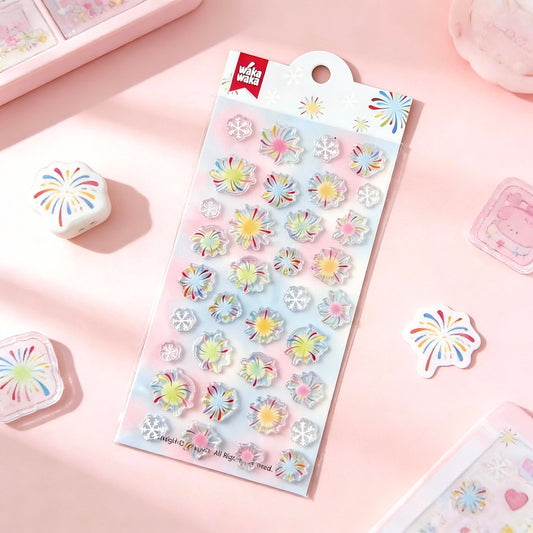 3D Glass-like Epoxy Stickers | Macaron Firework Show