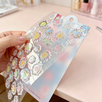 3D Glass-like Epoxy Stickers | Macaron Firework Show
