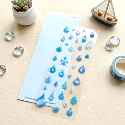 3D Glass-like Epoxy Stickers | Raindrop Kisses
