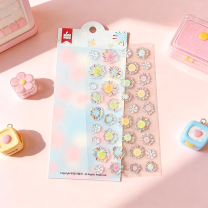 3D Glass-like Epoxy Stickers | Macaron Firework Show