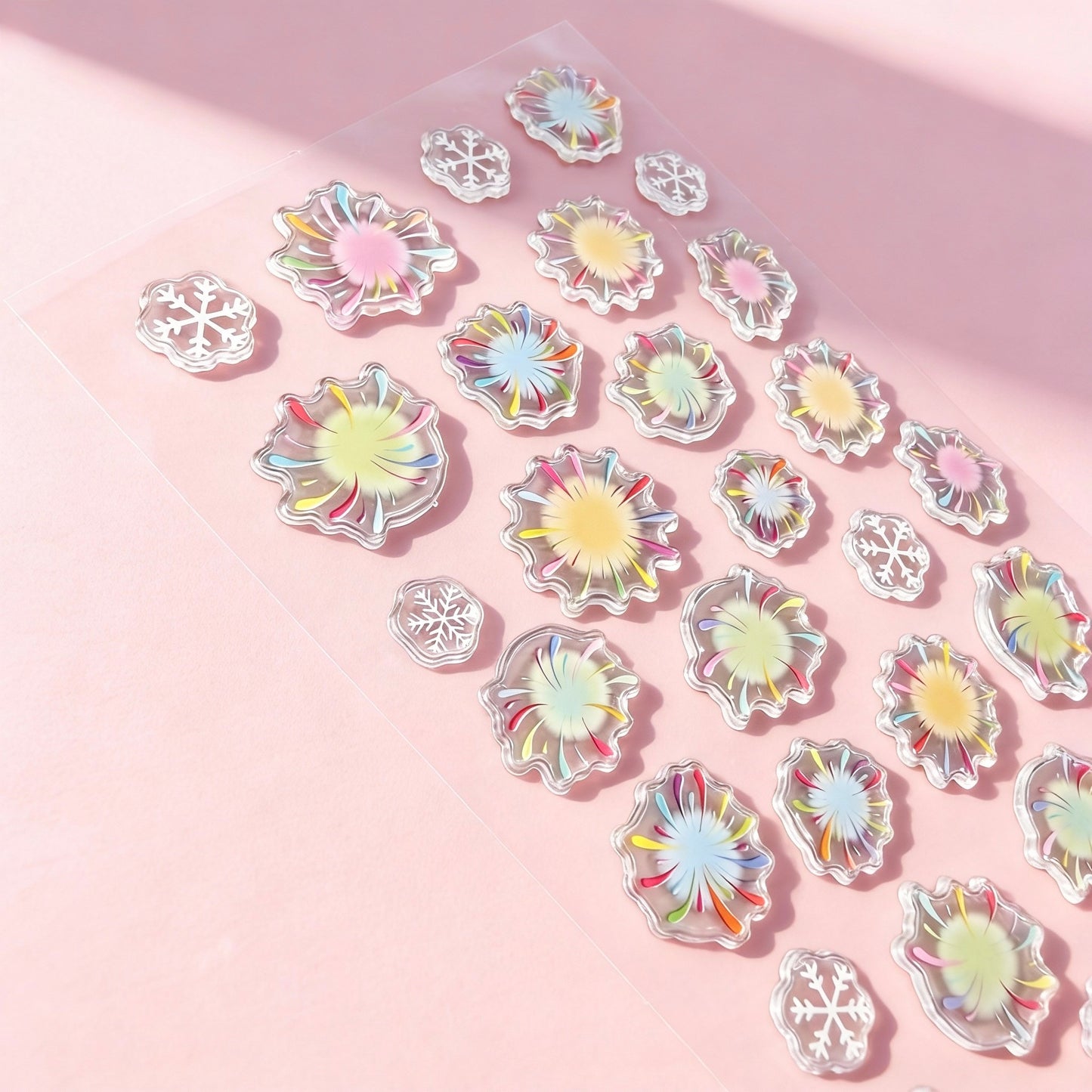 3D Glass-like Epoxy Stickers | Macaron Firework Show