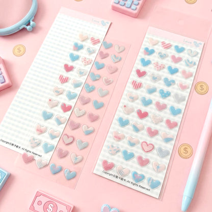 3D Glass-like Epoxy Stickers | Sweet Love Tender Hearts