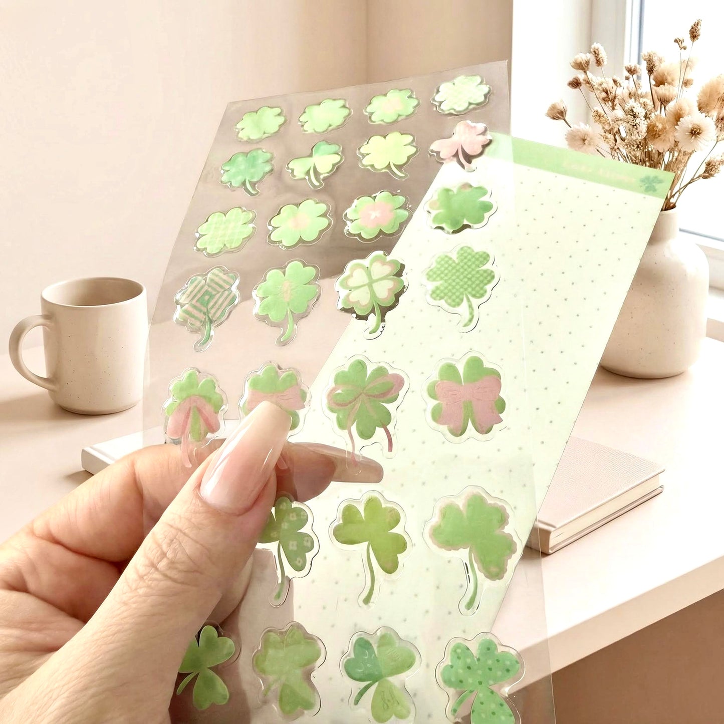 3D Glass-like Epoxy Stickers | Lucky Clover