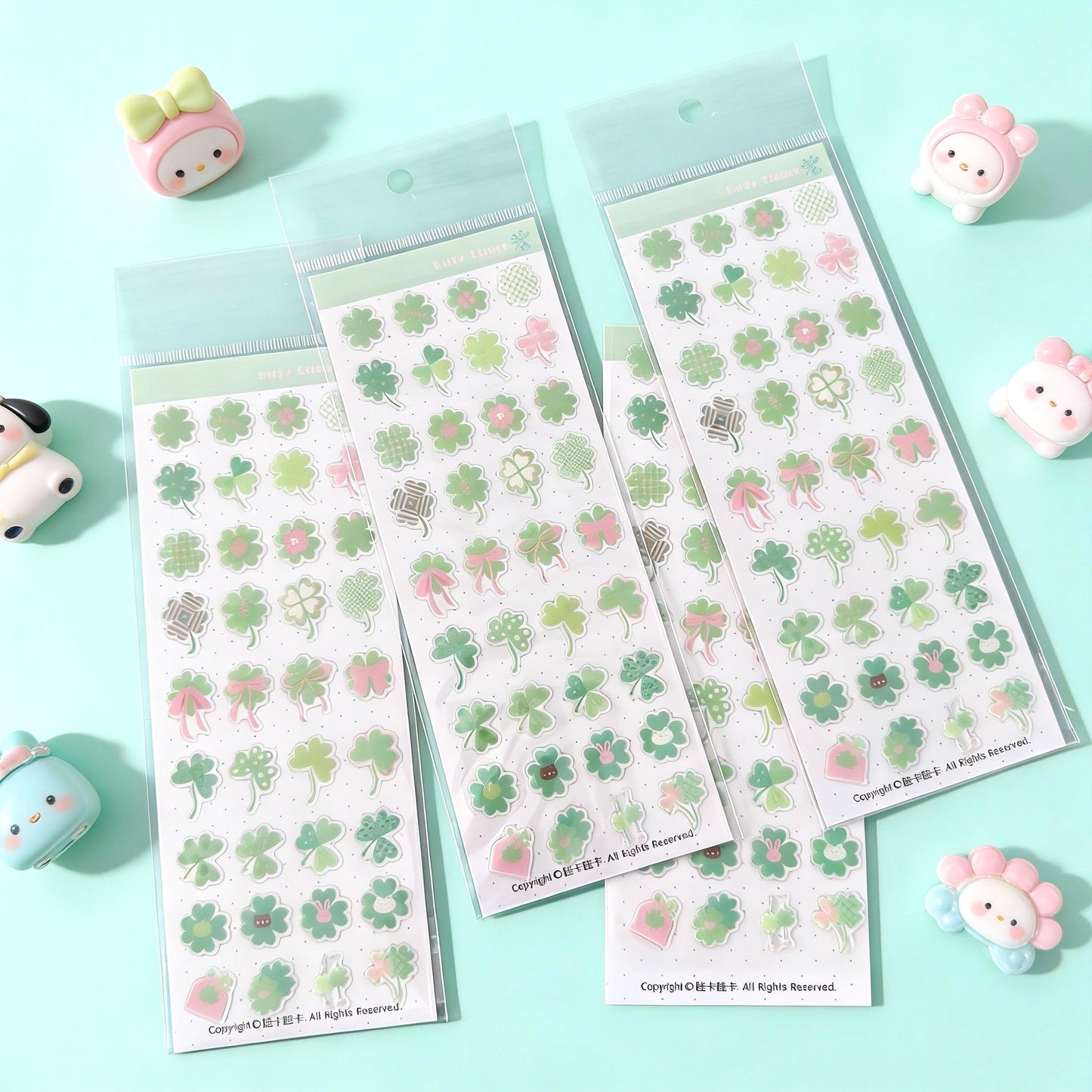3D Glass-like Epoxy Stickers | Lucky Clover