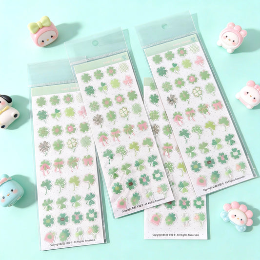 3D Glass-like Epoxy Stickers | Lucky Clover