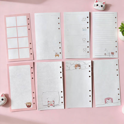 A6 6-Hole Refill Sheets | Sunny Sakura Kitty