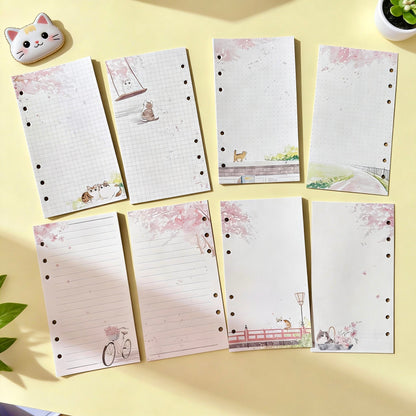 A6 6-Hole Refill Sheets | Sunny Sakura Kitty
