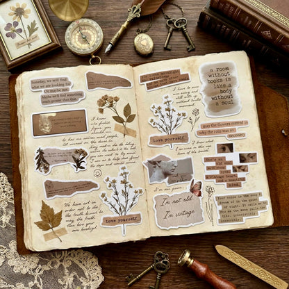 50 Pcs Individual Stickers |  Vintage Inspire Quotes
