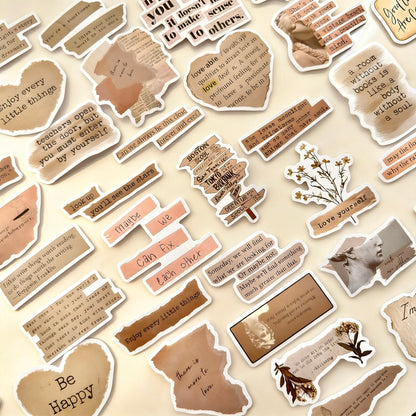 50 Pcs Individual Stickers |  Vintage Inspire Quotes