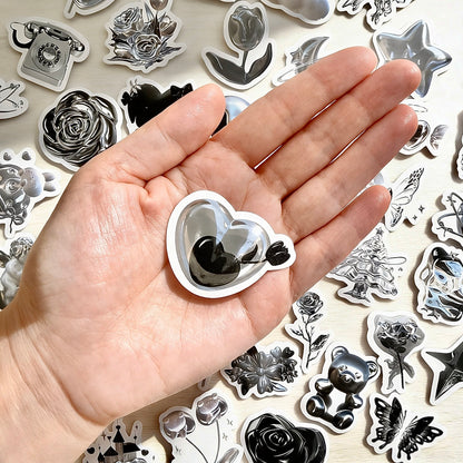 100 Pcs Individual Stickers | Titanium Silver-Noir