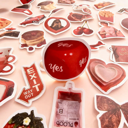 60 Pcs Individual Stickers | Passionate Fiery Red